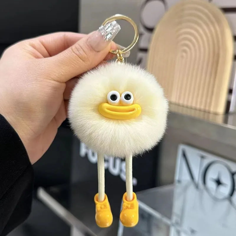 Cute Big Eyes Plush Toys Keychain Cartoon Briquettes Keychain Briquettes Car Keychain Pendant Korean Plush School Bag Pendant