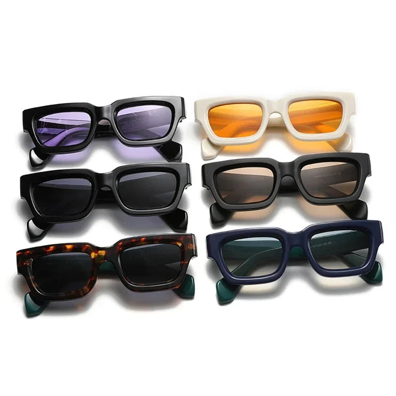 2024 Fashion Square Sunglasses Women Clear Ocean Gradient Lens Eyewear Vintage Trending Men Punk Kpop Sun Glasses Gafas De Sol