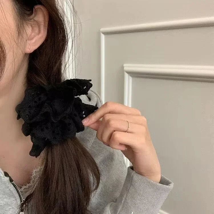 Women Silk Scrunchie Elastic Handmade Multicolor Hair Band Ponytail Holder Headband Hair Accessories 1PC Satin Silk Solid Color