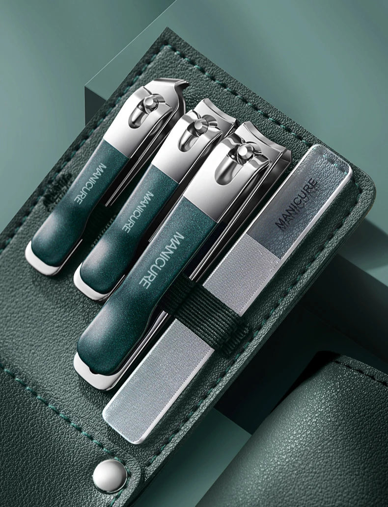 1/4 Pieces/set Manicure Set with Portable Leather Case and Nano Nail File - Fingernails & Toenails Clippers for Nail Care