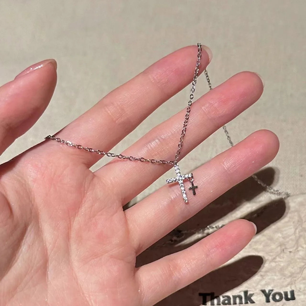 Fashion Simple Stainless Steel Cross Necklaces for Women Luxury Design Metal Zircon Clavicle Chain Choker Jewelry Birthday Gift