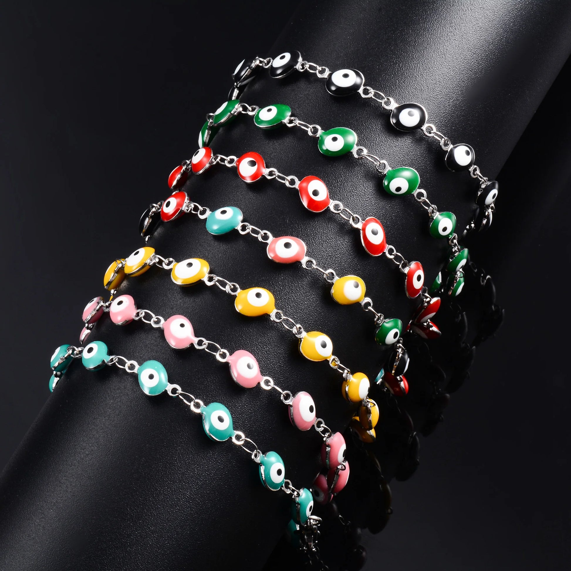 6mm Wide Egg Evil Turkey Eye Chain Stainless Steel Bracelet for Women Girl Ankle Anklet Summer Jewelry Accessories for Hand Foot