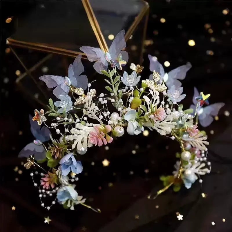 Elegant Girls Headband Imitated Pearl Hair Headdress Baby GirlsFlower Wreath Bride Garland Head Hoop Wedding Headbands Hair