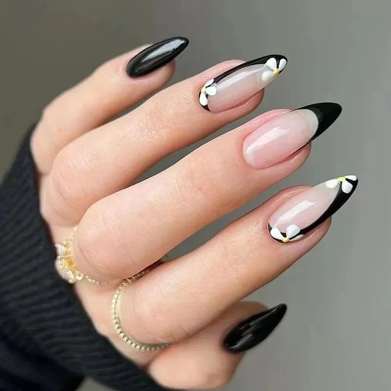 24pcs detachable sweet cool ballet false nails with star y2k designs acrylic press on nails coffin almond fake nails with glue