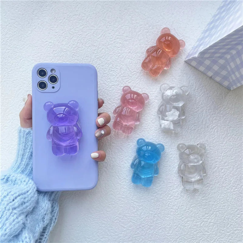 Korea Glitter Bear Cell Phone Holder Grip Tok Bracket for iPhone Samsung Xiaomi Foldable Car Folding Mobile Socket Stand