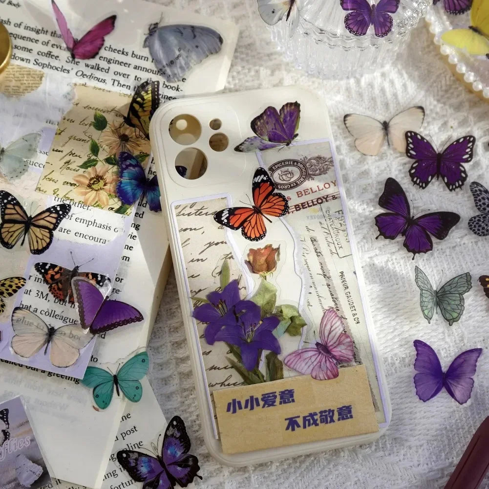 40sheets/pack Vintage Gilding butterfly Notebook Decorative Stickers Decorative Stickers For Scrapbooking Label Diary