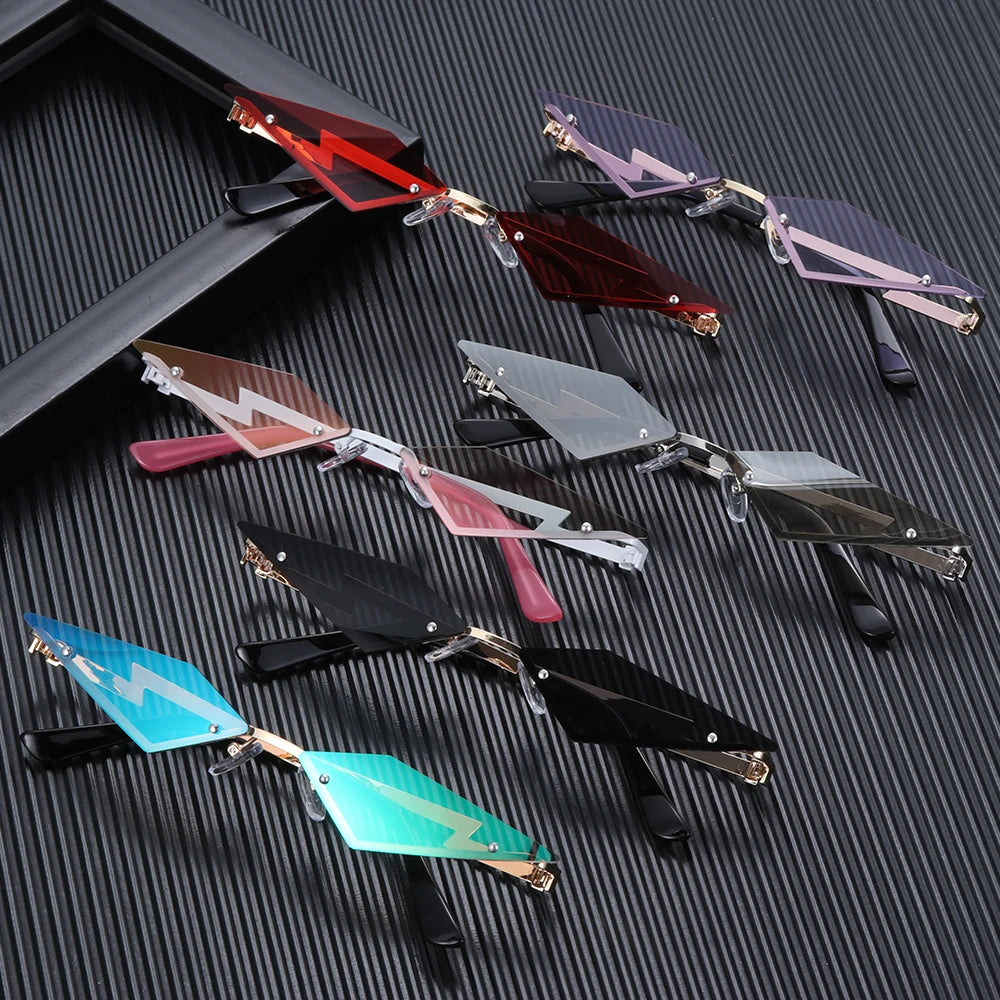 Luxury Fashion Narrow Sunglasses Irregular Diamond Cutting Sunglasses Personality Street Shoot Sun Glasses Female Eyewear UV400