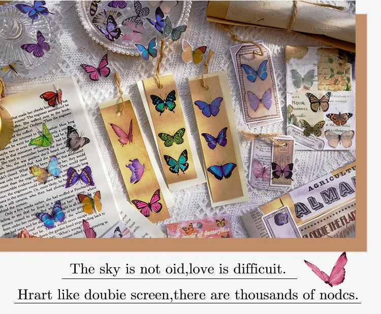 40sheets/pack Vintage Gilding butterfly Notebook Decorative Stickers Decorative Stickers For Scrapbooking Label Diary