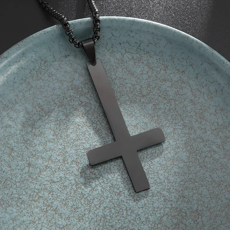 Catholic Jesus Cross Stainless Steel Pendant Necklace for Men Women Vintage Christian Prayer Jewelry