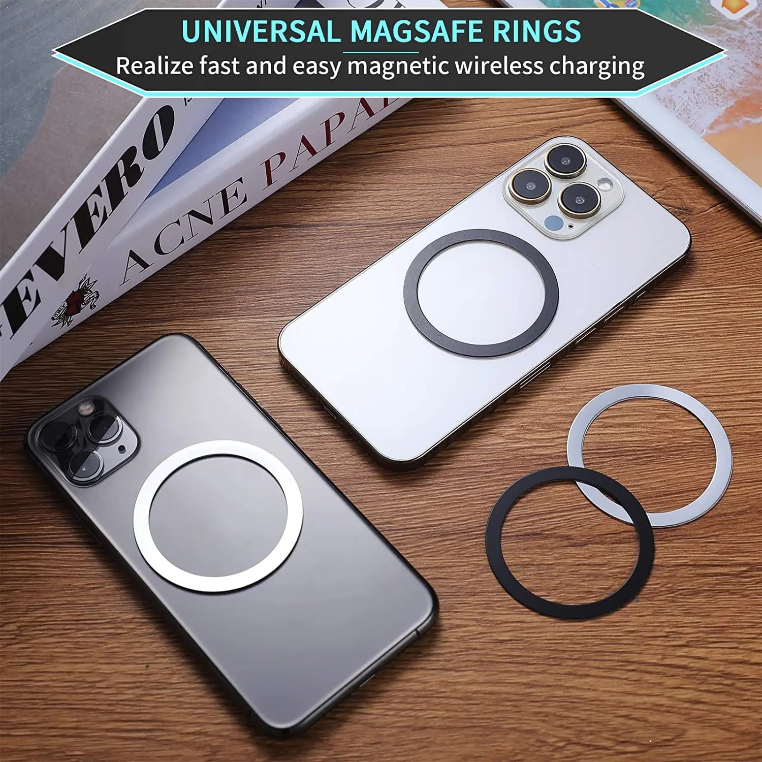 1-5PCS Metal Plate Ring for Magsafe Wireless Charging Iron Sheet Stickers Magnet Car Phone Holder Adhesive Disk for IPhone 14 15