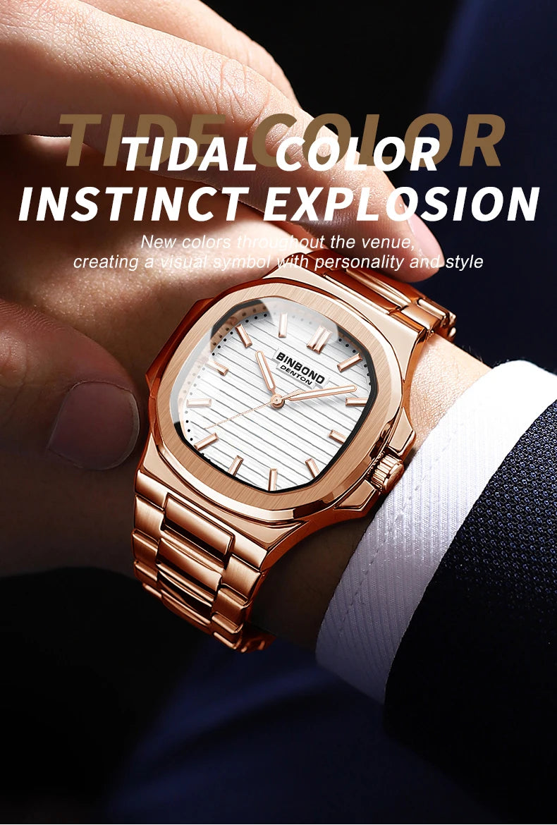 BINBONG B1885 Luxury Business Men Quartz Wristwatch 30M Waterproof Luminous Stainless Strap Men's Watches Relogio Masculino