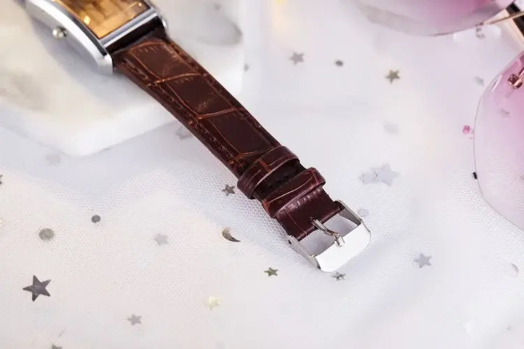 Couple Quartz Watch Luxury Rectangle Dial Women Men Leather Band Watches Luxury Gift Casual Wristwatch Relojes Para Mujer