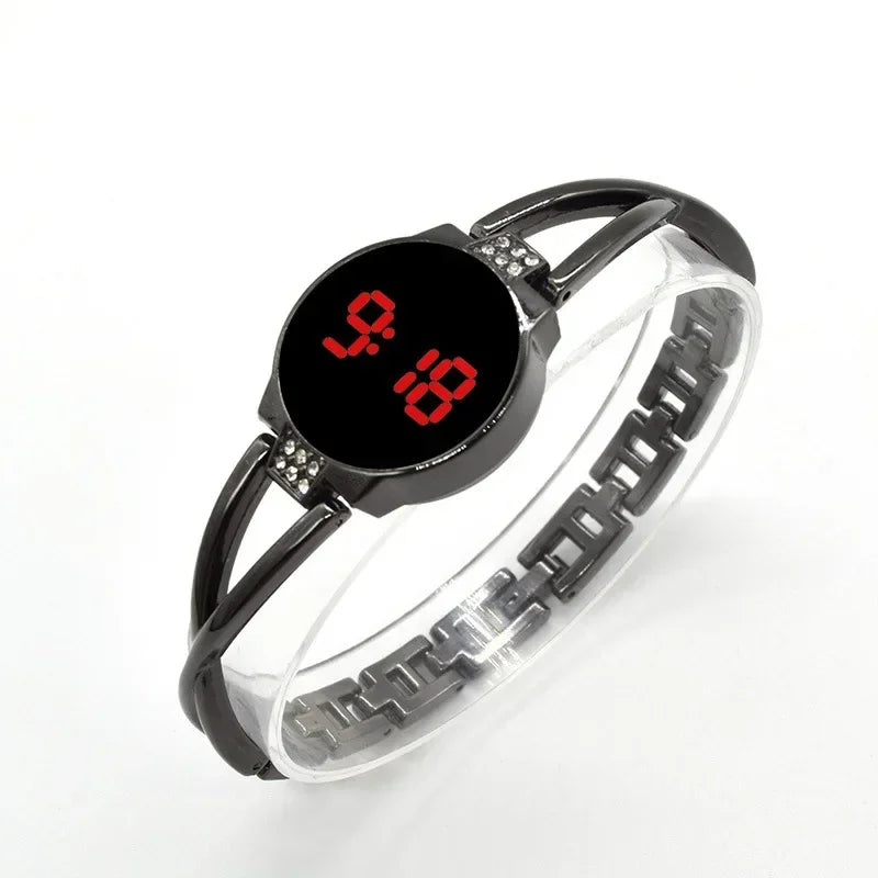 LED Fashion Watch for Women Bracelet Touch Screen Ladies Time Steel Band Electronic Student Ladies Simple Style Watches