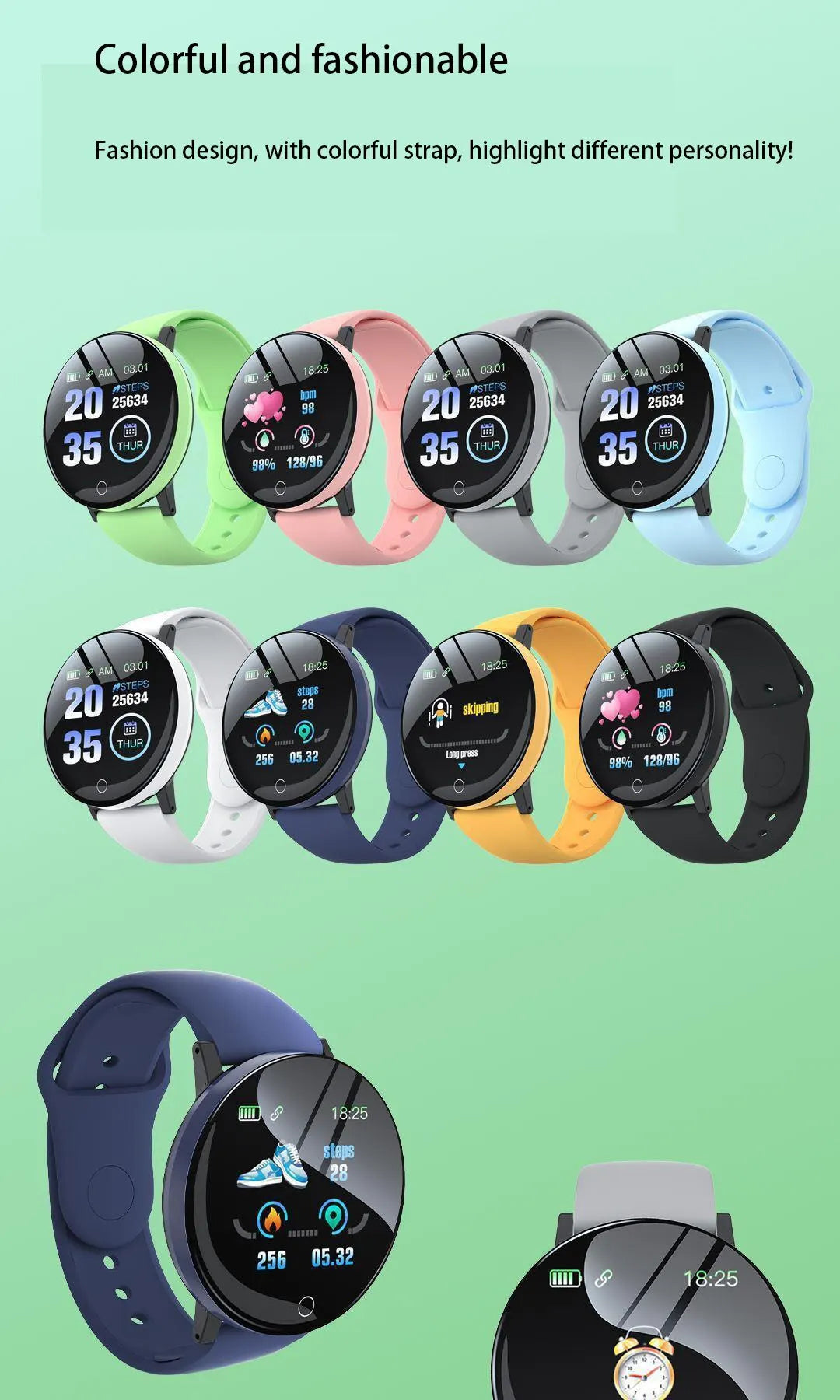 D18 Smartwatch Circular Color Screen With Multiple Sports Modes Call Information Reminder Photo Taking Music Smart Bracelet D20
