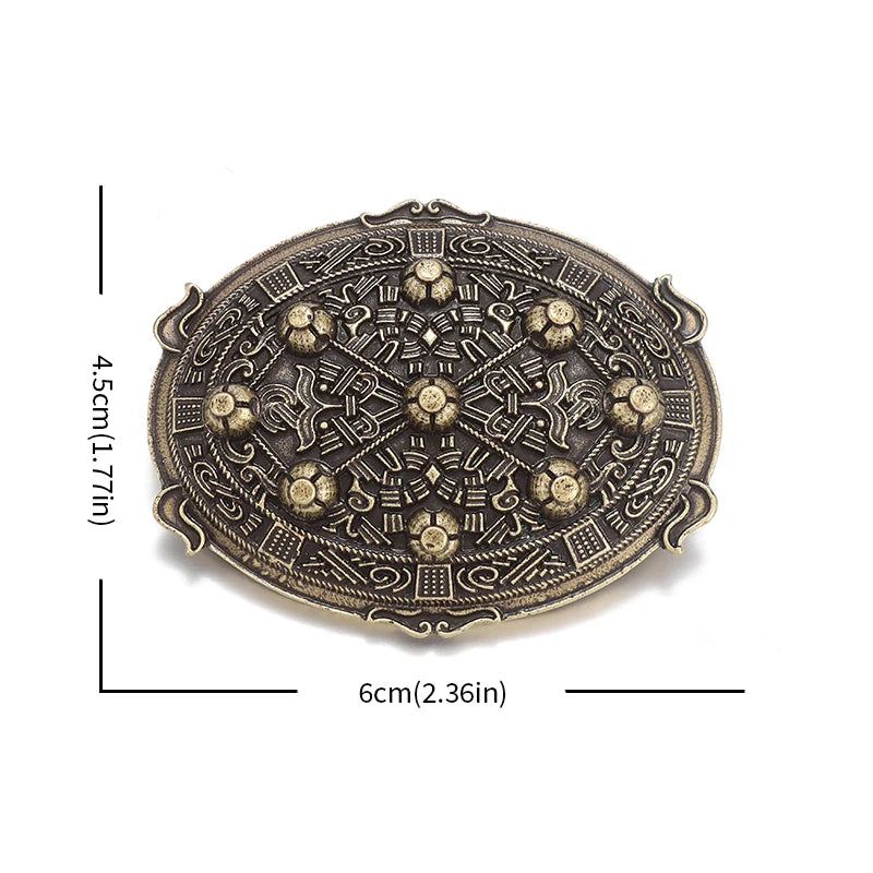 Vintage Norse Mythology Iceland Norse Shield Brooch Medieval Clothing Fastener Clothes Scarf Cloak Jewelry for Men Women