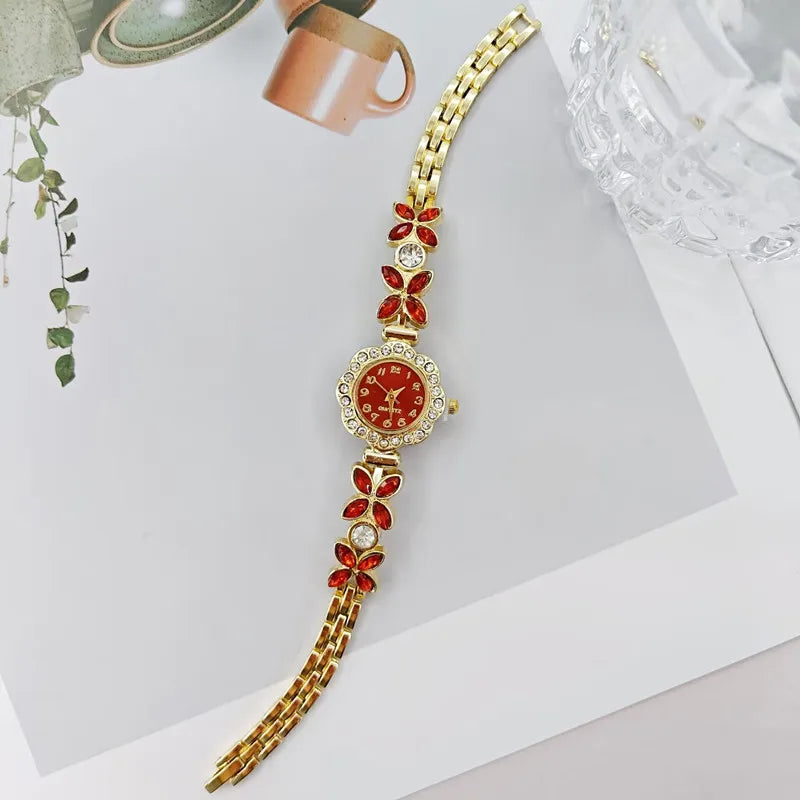 New Women Watch Wheat Ear Diamond Strap Quartz Watch Violet Petal Female Student Bracelet Wristwatch Relojes Para Mujer