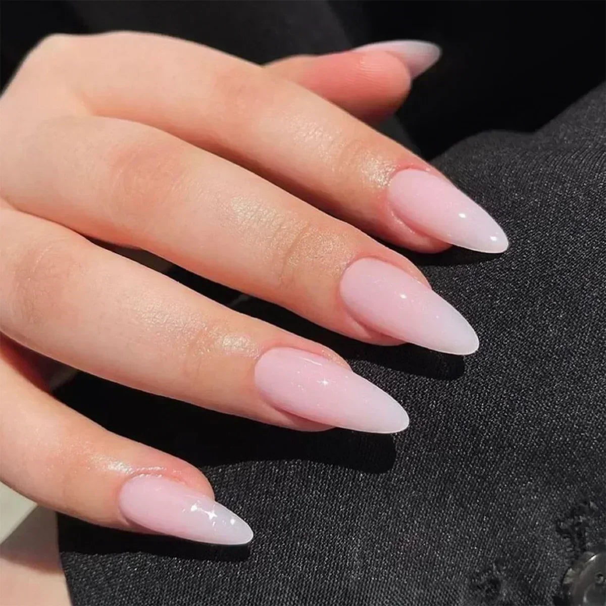 24Pcs Gradient Fake Nails Almond Press on Nails Solid Color Ombre Stick on Nails Full Cover Glazed Donut Acrylic Manicure Nail
