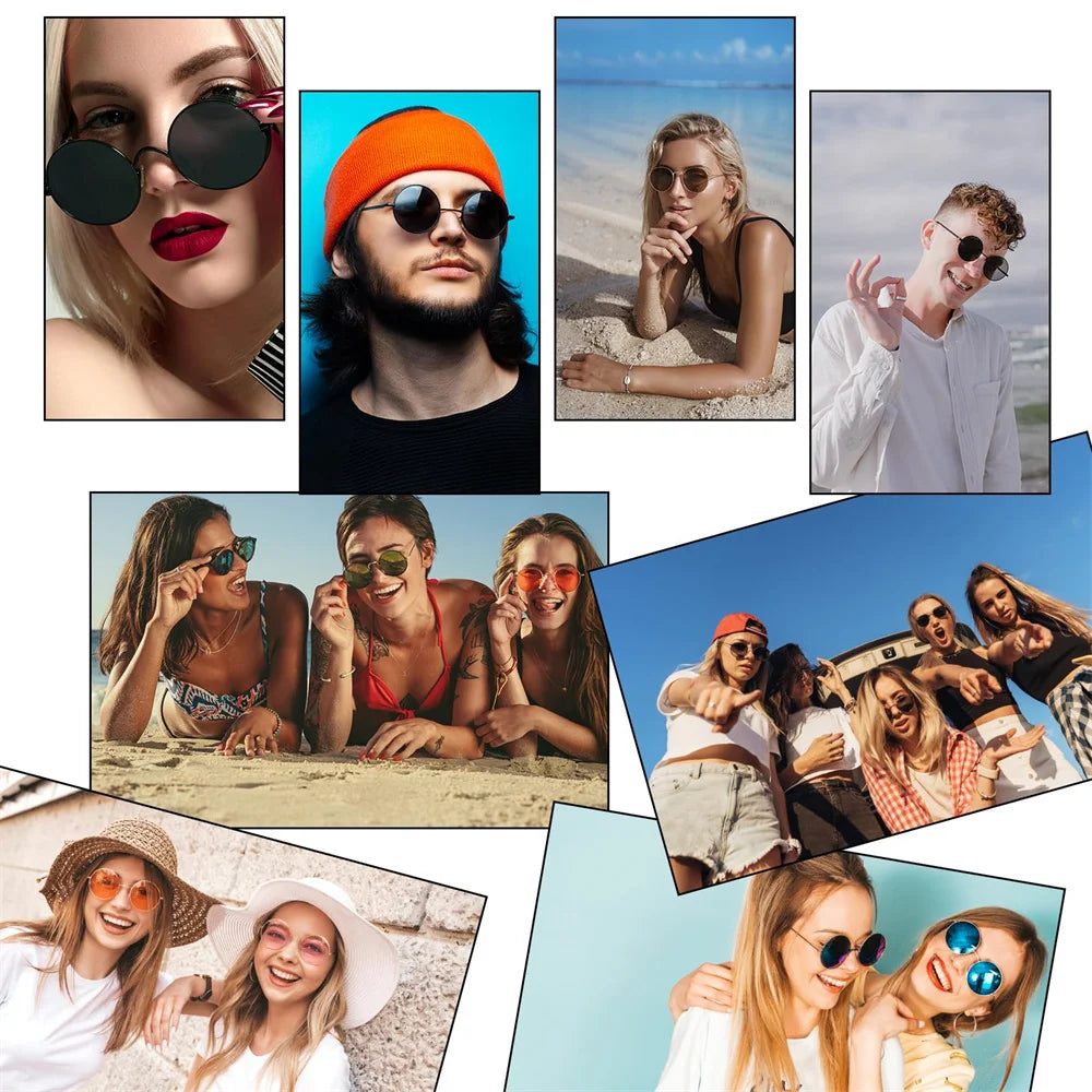 Retro Round Sunglasses For Men Women Metal Hippie Circle Eyeglasses Clear Lens Sun Glasses Goggles Wedding Photo Prop Eyewear