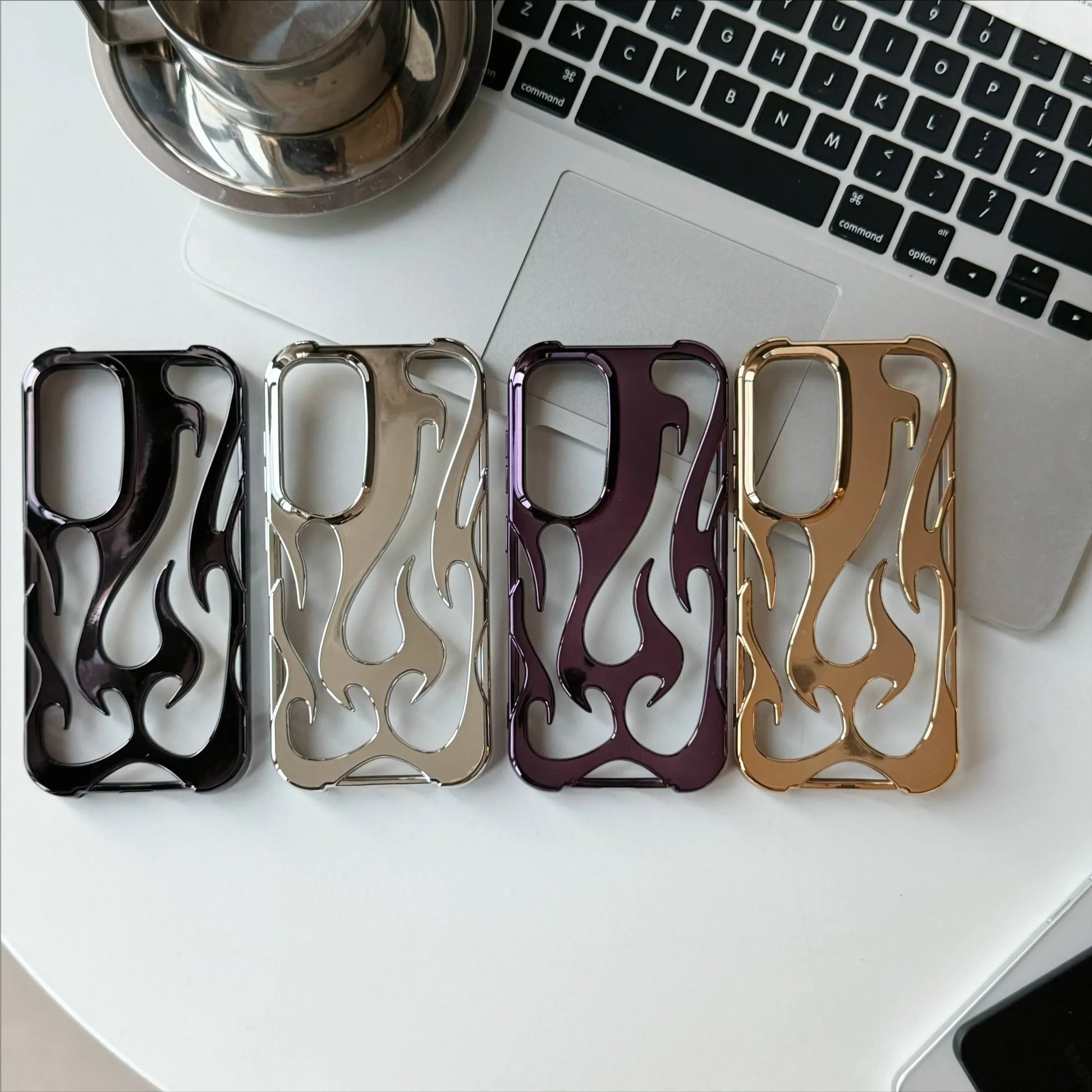 Fashion Hollow Slim Flame Pattern Soft Case For Samsung Galaxy S25 S24 Ultra S22 S23 A54 A55 A16 A15 A14 A06 Shockproof 3D Cover
