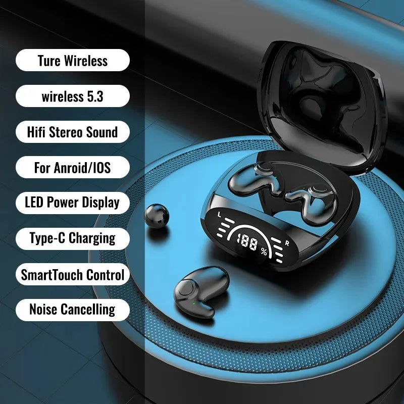 Invisible Bluetooth 5.3 Headphones Wireless Sleep Earphones HiFi Stero Noise Reduction Earbuds Sports Headsets for Xiaomi iPhone
