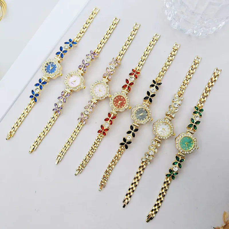 New Women Watch Wheat Ear Diamond Strap Quartz Watch Violet Petal Female Student Bracelet Wristwatch Relojes Para Mujer