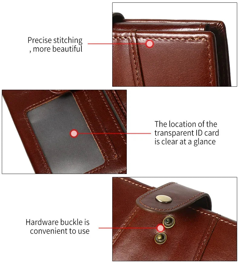 Classic Men's Genuine Leather Wallet Credit Card Holder RFID Coin Purse