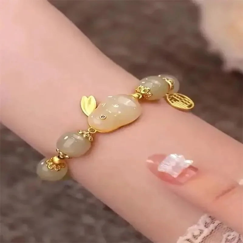 1pc Beauty Jade Rabbit Bracelet for Women Girls Rich Rabbit Small Rabbit Niche Design Charm Bracelets Friend Gift Jewelry