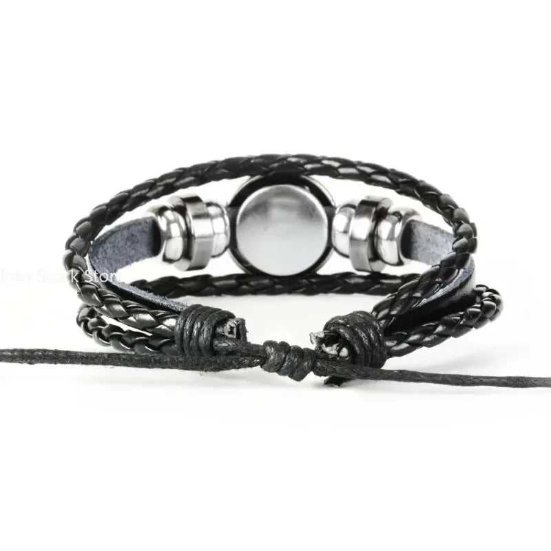 Gemini Leo Libra Scorpio Sagittarius 12 Constellation Luminous Bracelet Leather Bracelet Zodiac Charm Jewelry Bracelet for Men