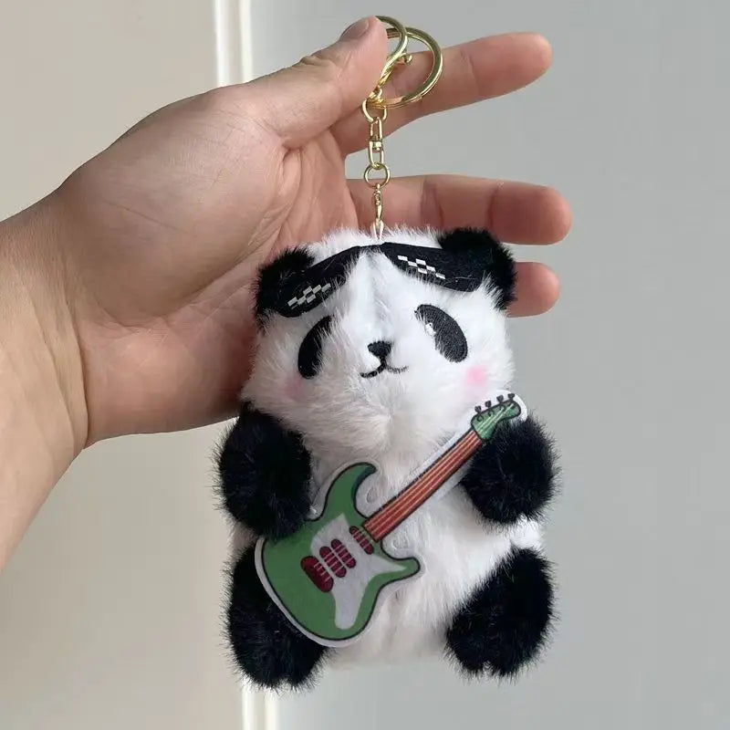 Cute Panda Plush Keychain Cartoon Kawaii Animal Soft Stuffed Doll Keyring Bag Pendant Charms Backpack Decoration Girls Gift