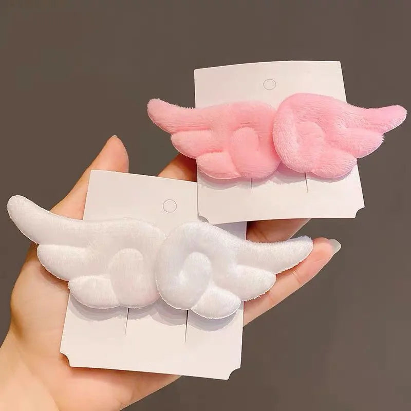 2pcs Angel Wing Hair Clips Girls Kids Cartoon Plush Pins Barrette Wing Hair Hoop Christmas Dress Up Hairpin Accessories 헤어핀