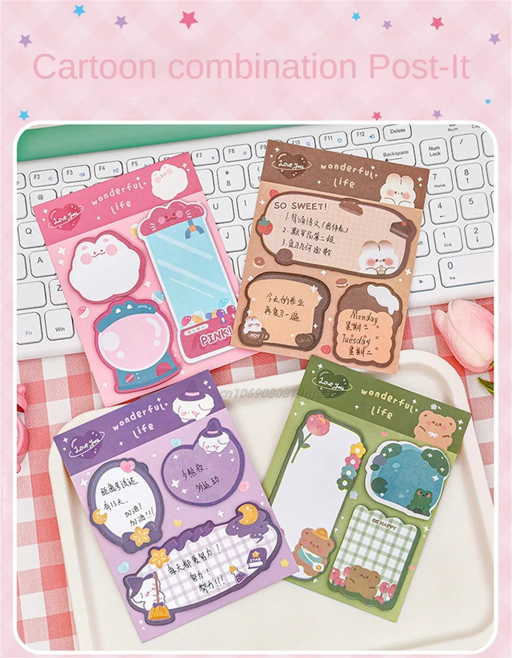 60sheets Sticky Notes Cute Cartoon Colorful Memo Pad Ins Kawaii Stationery Posted Tabs Its Memo Message Paper School Supplies