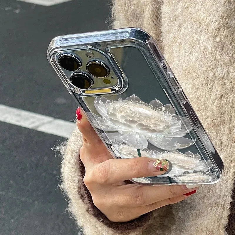 Lotus Flower Shockproof Phone Case For iPhone 15 Pro Case iPhone 13 11 16 12 14 Pro Max XR 16e XS 8 7 Plus SE Transparent Cover