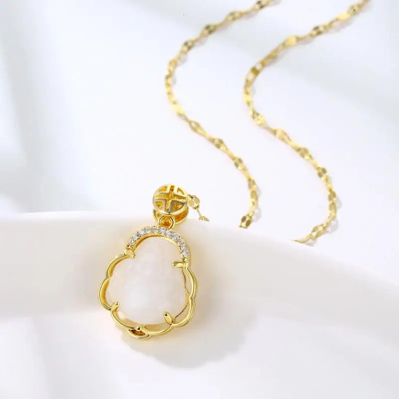 Exquisite Luxury Bamboo Imitation Jade Dragon Column Phoenix Necklace Suitable for Men and Women's Fashionable Charm Jewelry