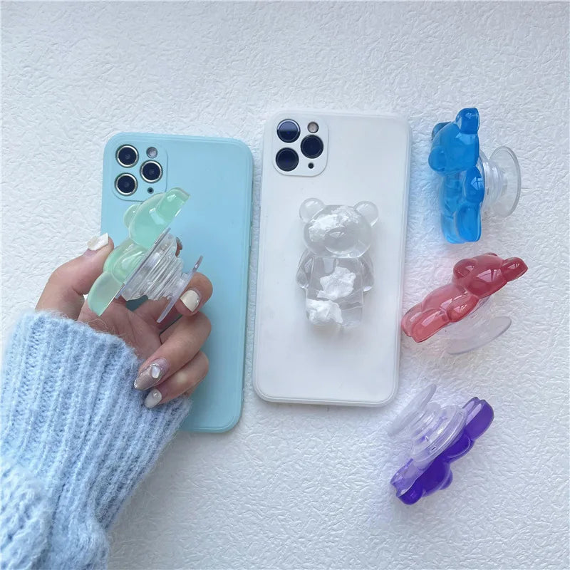 Korea Glitter Bear Cell Phone Holder Grip Tok Bracket for iPhone Samsung Xiaomi Foldable Car Folding Mobile Socket Stand