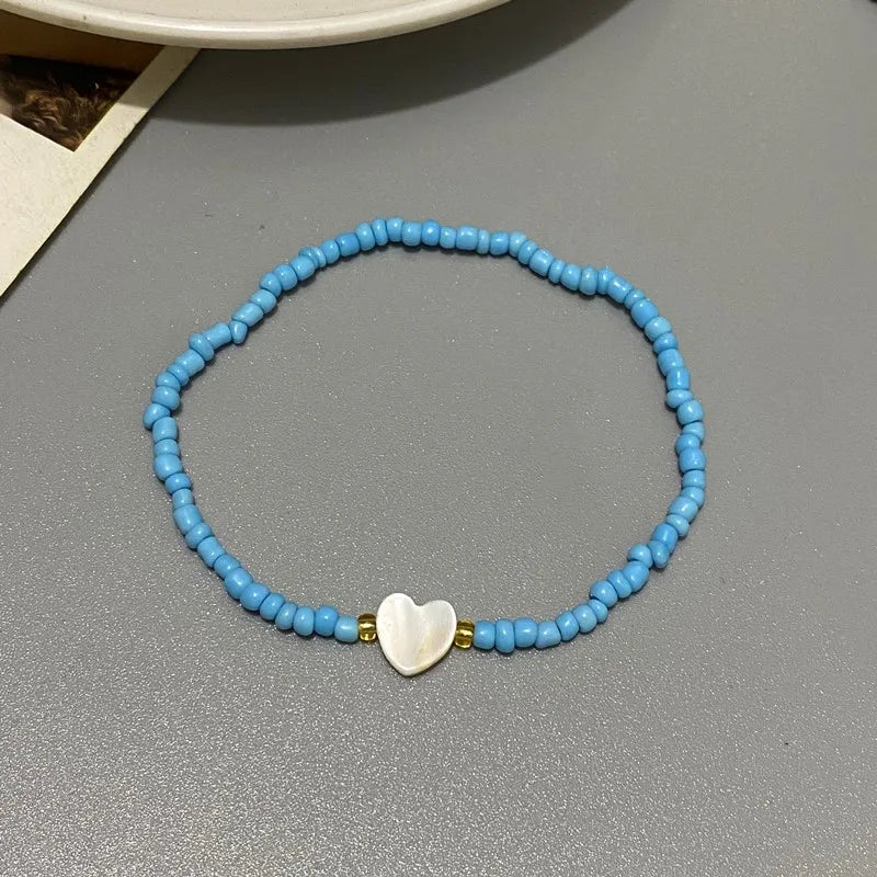 Nature shell Love Heart Bracelet for Girl Women Hand Jewelry Cute Romantic Handmade Bracelet Gift for Friend Wholesale
