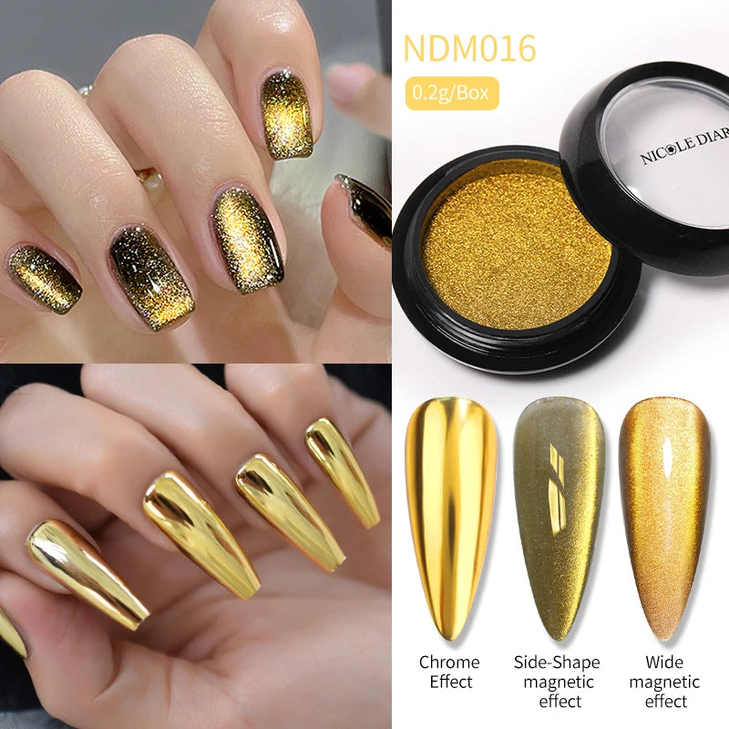 1 Box Red Cat Magnetic Powder Water Light Pink Cat Magnetic Effect Nail Chrome Pigment Dust Manicure New Year Nail Art Supplies