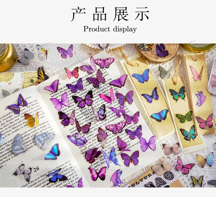 40sheets/pack Vintage Gilding butterfly Notebook Decorative Stickers Decorative Stickers For Scrapbooking Label Diary