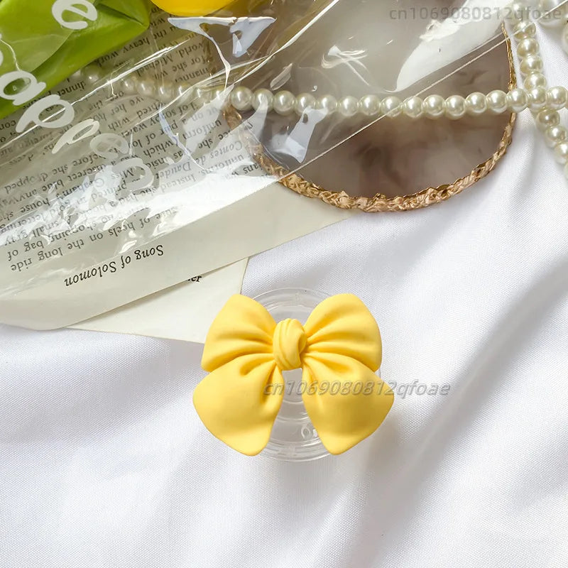 Cute Colorful Bowknot Phone Grip Expandable Desktop Stand Macaron Resin Butterfly Knot Foldable Holder Mobile Accessory
