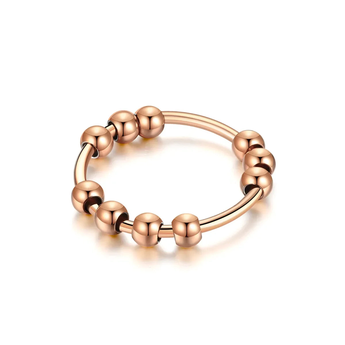 New Stainless Steel Beads Anxiety Rings Stress Relief Fidget Rings For Women Men INS Simple Style Fashion Jewelry Gifts Trend