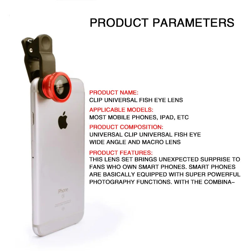 Universal 3in1 Fish Eye Lens Wide Angle Macro Smartphone Fisheye Lens Zoom For iPhone Samsung Xiaomi Mobile Phone Camera Lens