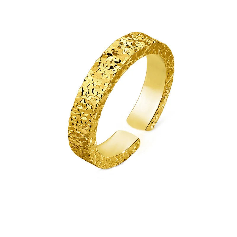 Adjustable Stainless Steel 4mm Broken Ice Rings Women Men Gold Color Bling Finger Ring Wedding Band Jewelry Girlfriend Gifts