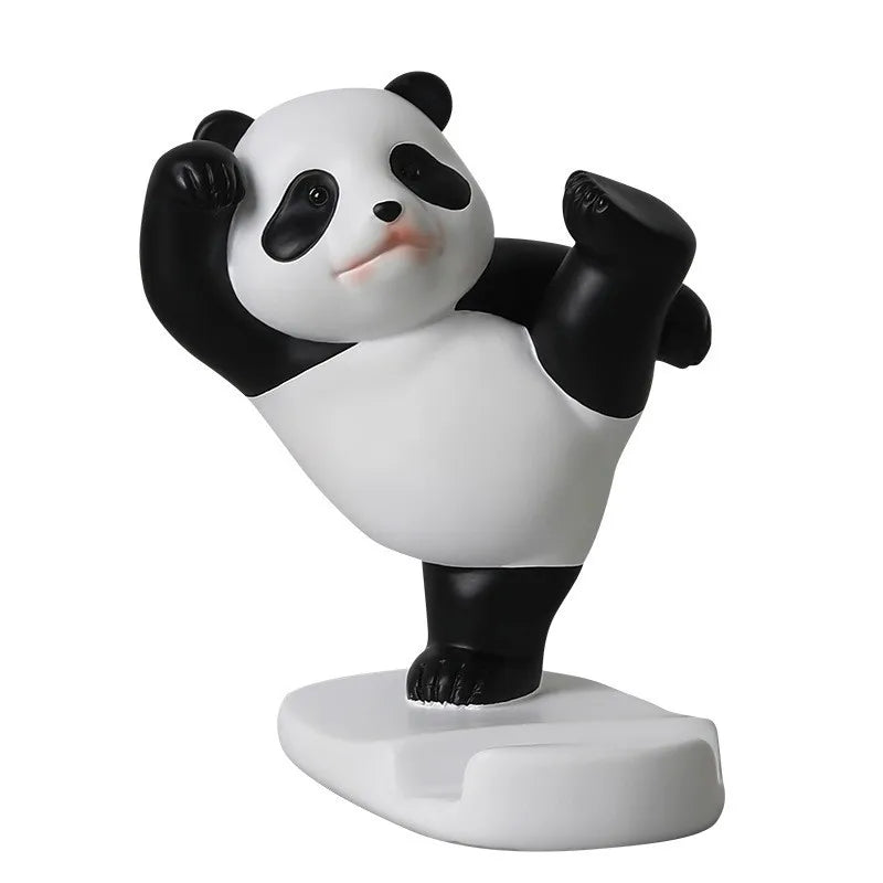 Panda Figurines For Interior Universal Cell Mobile Phone Stand Holder Modern Resin Sculpture Statue Home Office Desk Decor