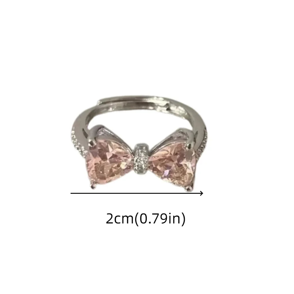 Fashion Bowknot Finger Rings Adjustable Bow Rings Jewelry Sweet Opening Ring Ornaments
