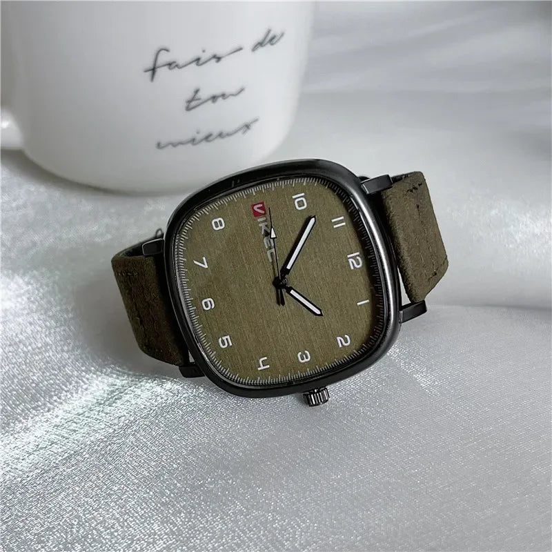 Brand Quartz Watch Youth Student Watch Vintage Square Dial Leather Belt Wristwatch Casual Fashion Men Women Gift Clock Wholesale