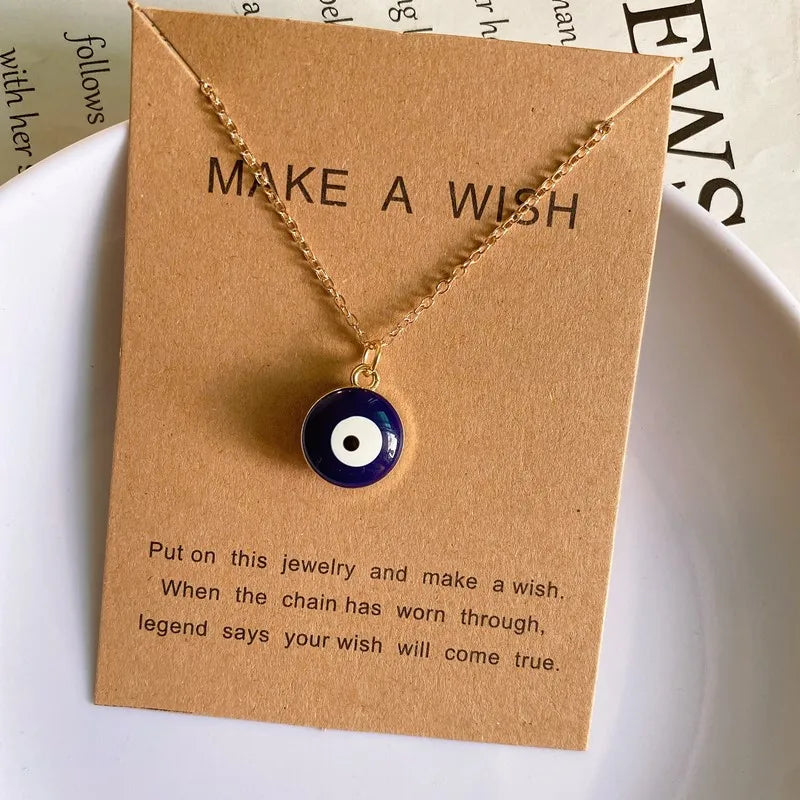Color Turkey Eye Pendant Necklace for Women Men Fashion Luck Pendant Neck Jewelry Gift for Friend Wholesale