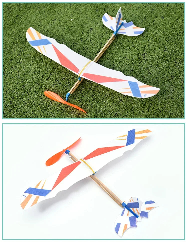 Rubber Bands Power Planes Hand Launch Throwing Foam Inertial Glider Aircraft Outdoor Toys for Child Kids Birthday Gifts