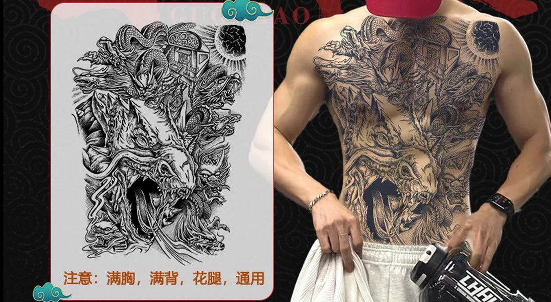 Angel Wings God Tattoo Stickers Realistic Juice Ink Semi Permanent Full Back Body Tattoo Temporary Lasting 2 Weeks Men Adult