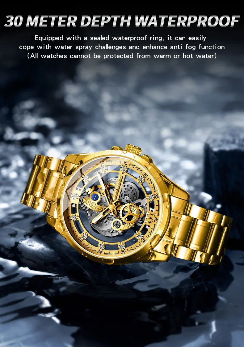 UTHAI Authentic Men Quartz Watch Business Luxury Trendy Waterproof Quality High Steel  Watch Male Fashion Clock Wristwatches