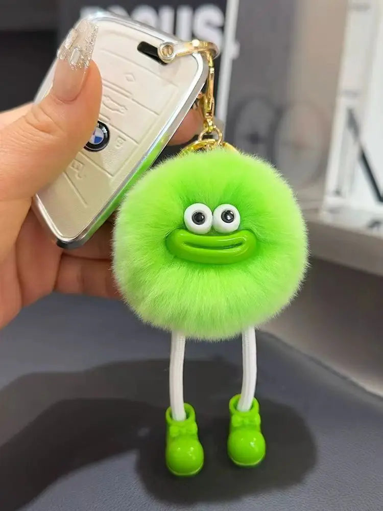 Cute Big Eyes Plush Toys Keychain Cartoon Briquettes Keychain Briquettes Car Keychain Pendant Korean Plush School Bag Pendant