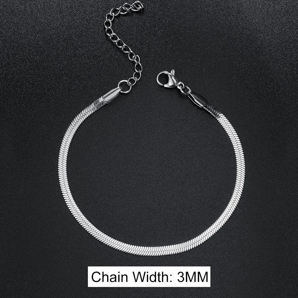 Men's Bracelet Homme Stainless Steel Blade Chain Bracelet for Men Snake Chain Couple Bracelets Valentines Gift Jewelry Wholesale